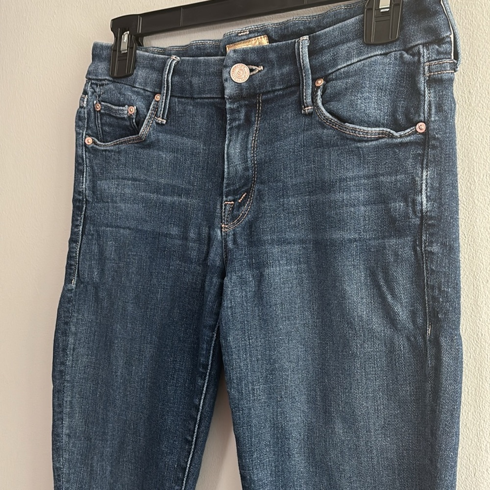 Mother denim Looker Ankle Fray cropped mid rise raw hem jeans color Girl Crush - Picture 2 of 9